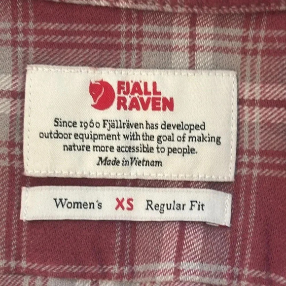Fjallraven sz XS Ovik Flannel Shirt mesa purple (dusty red) plaid NWT New cond - Picture 8 of 9